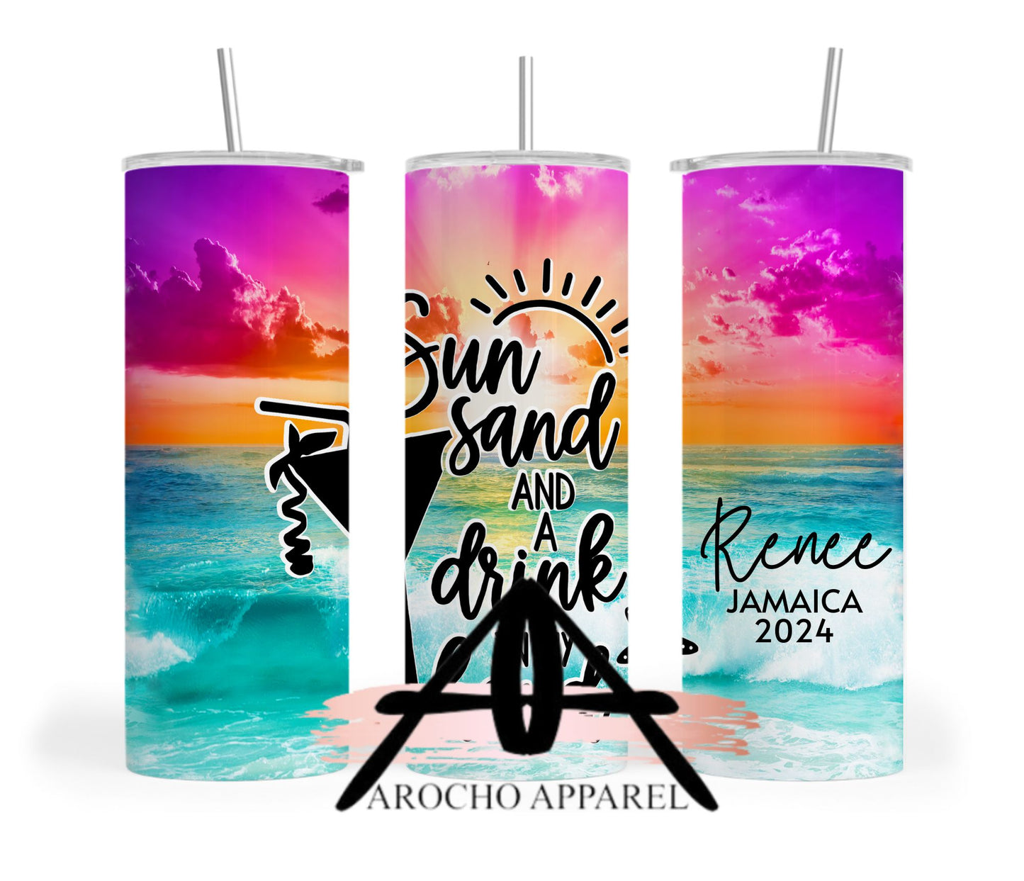 Sun sand and a drink in my hand tumbler