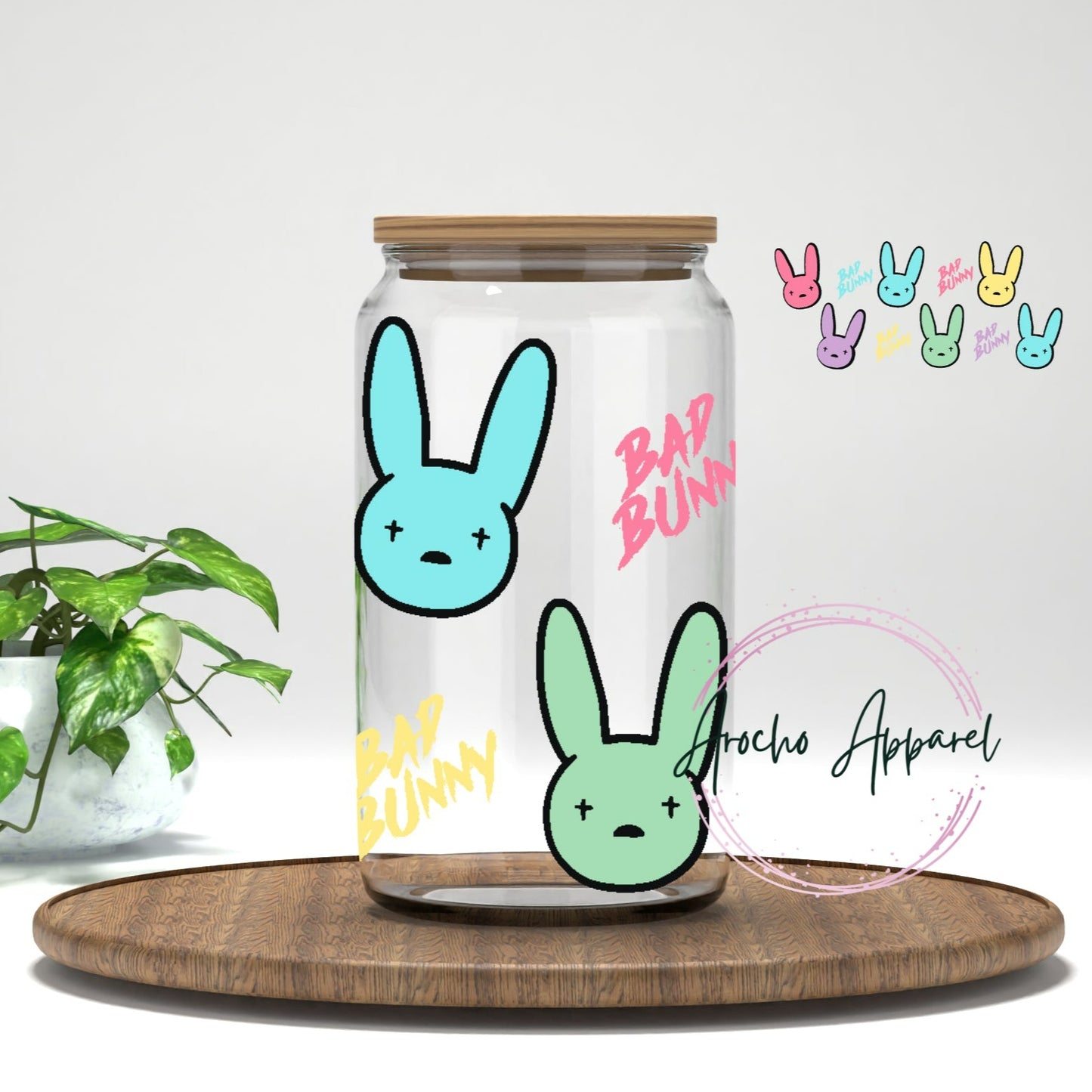 EASTER BUNNY GLASS CAN