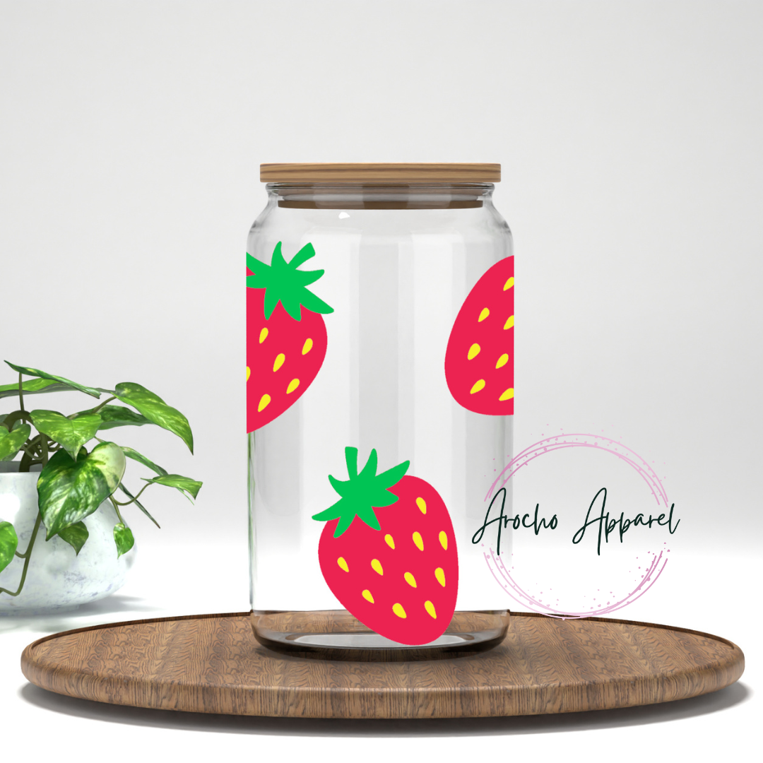 Strawberry glass can