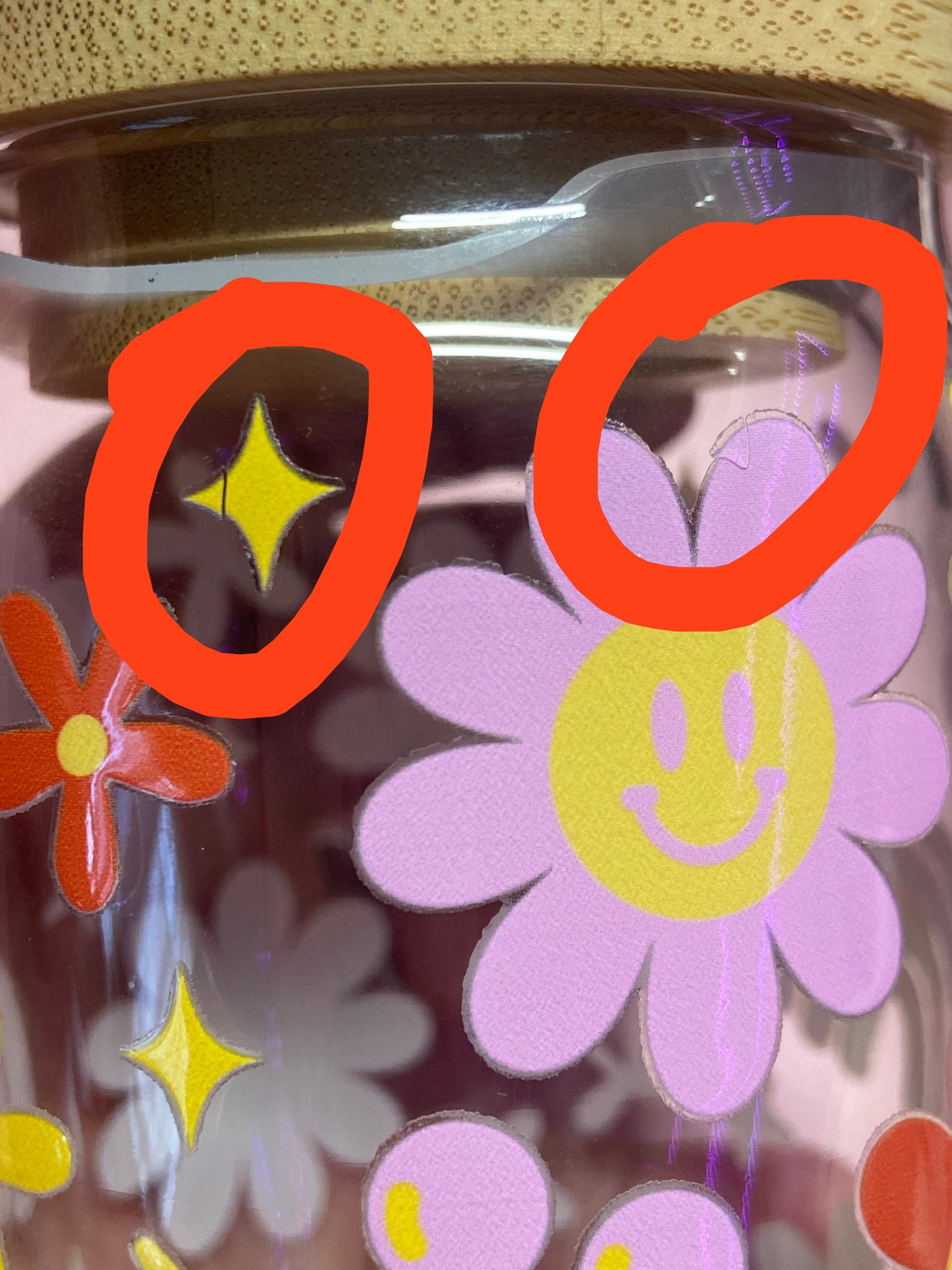 Retro flowers glass can (UV Dtf)