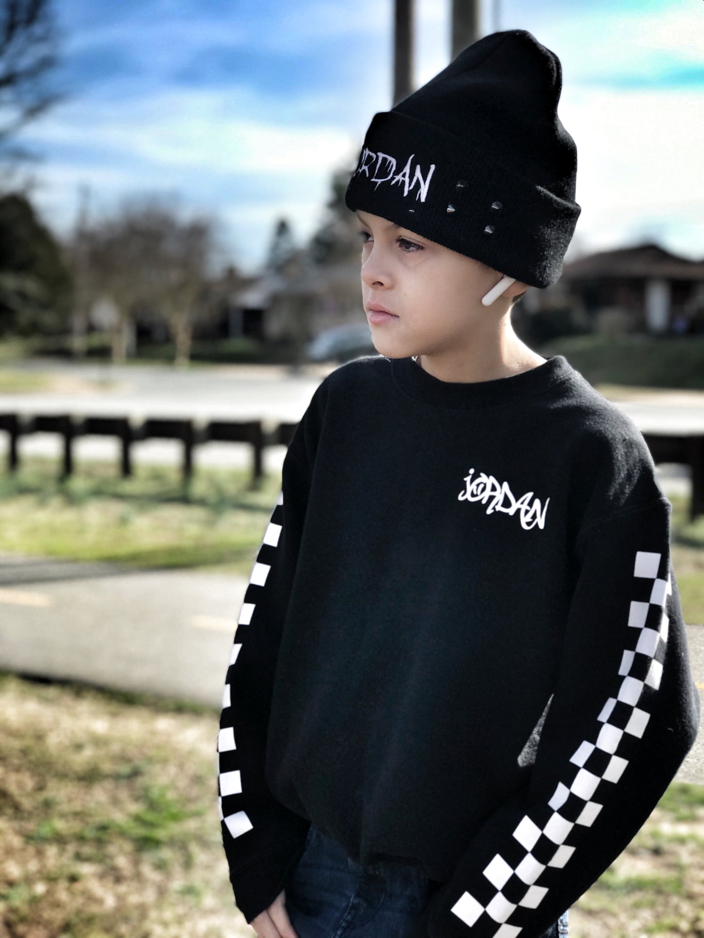 Checker Youth sweatshirt pocket design