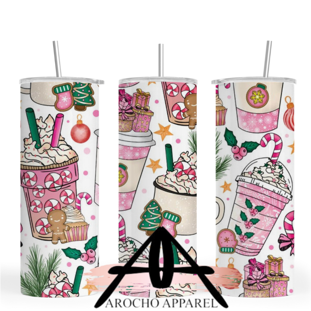 Pink Christmas 20 oz Template