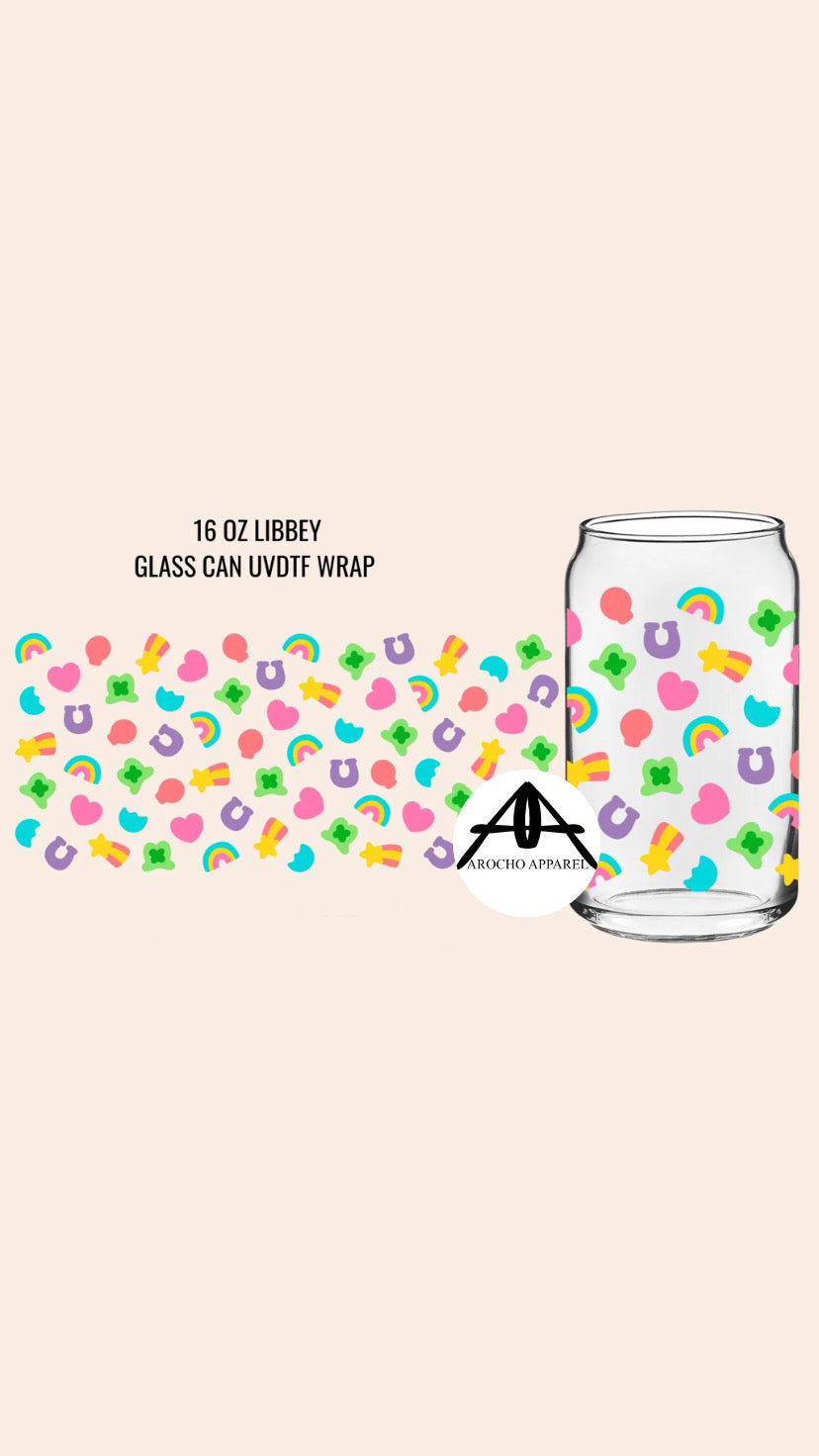 Lucky charm glass can (UV Dtf)