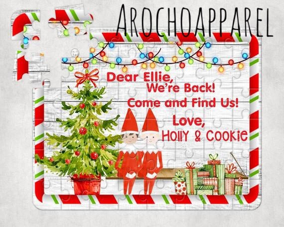 Tree with elf puzzles
