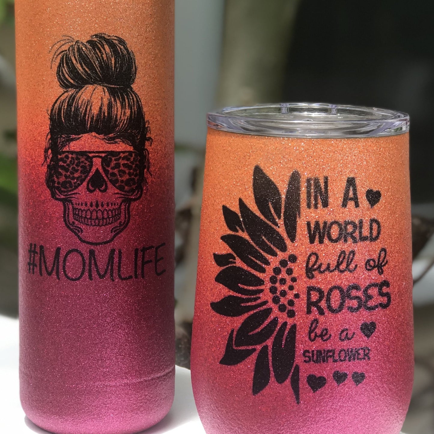 Blue Ombré Glitter wine tumbler