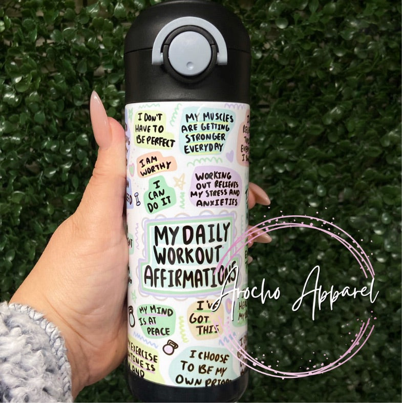 Fitness affirmations Kids 12 oz straw tumbler