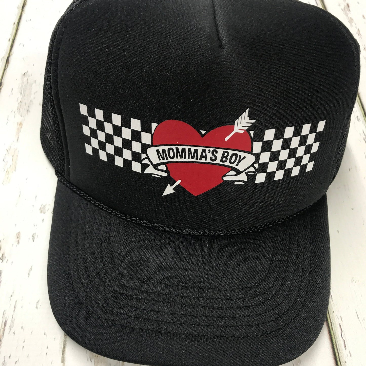 Checker Mamas boy trucker hat