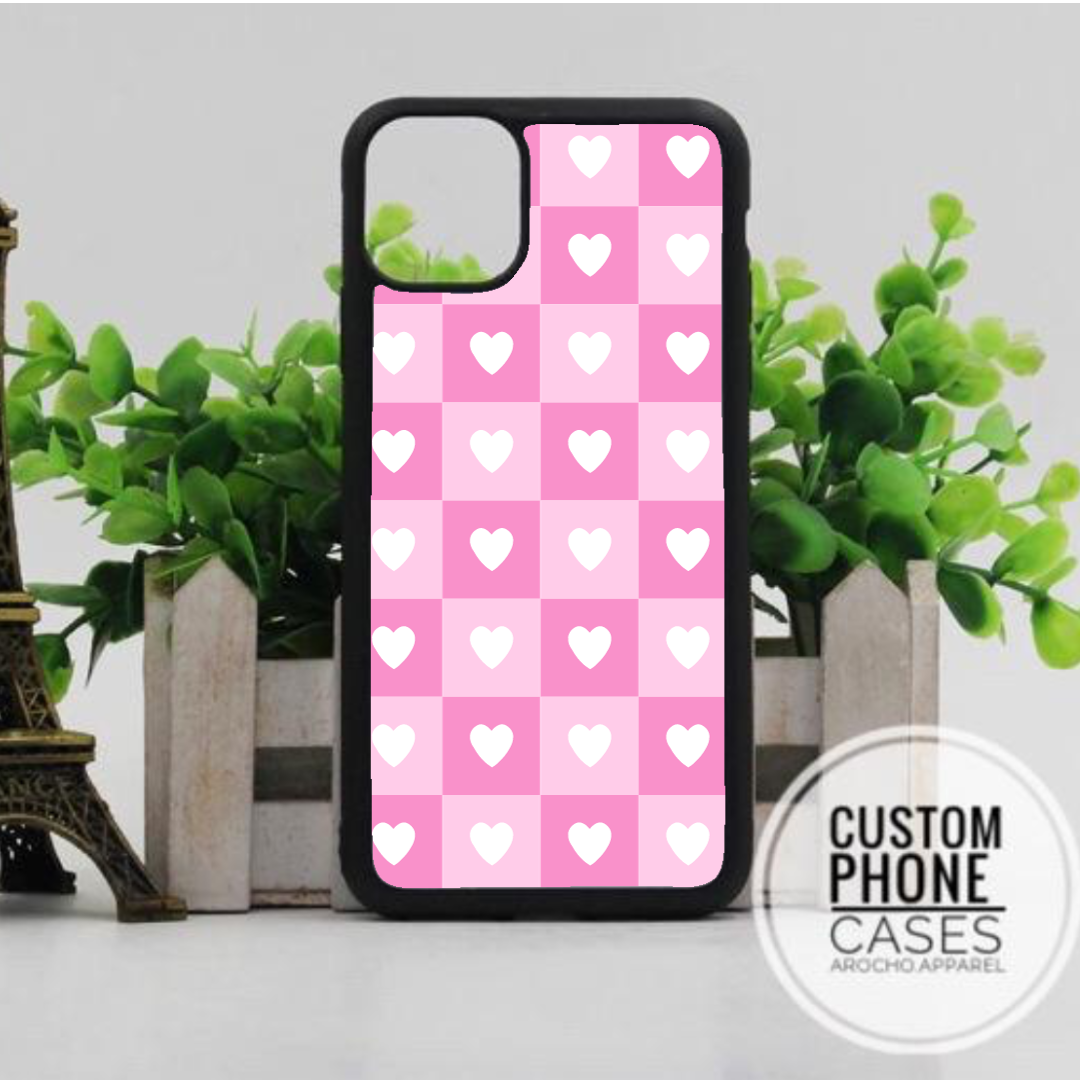 Cute pink hite heart Iphone case