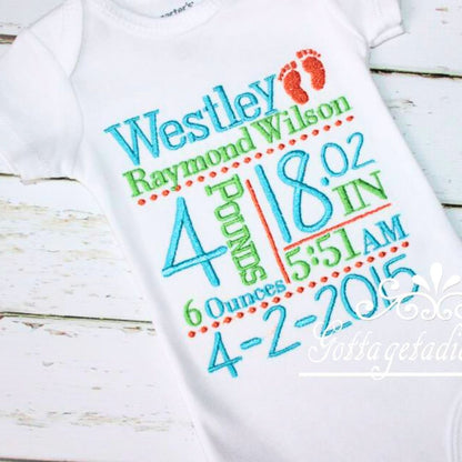 Birth announcement bodysuit /onesie