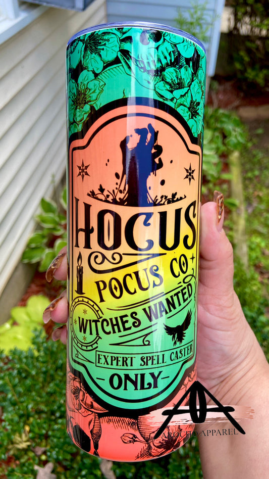 Hocus pocus witches wanted 20 oz Tumble green