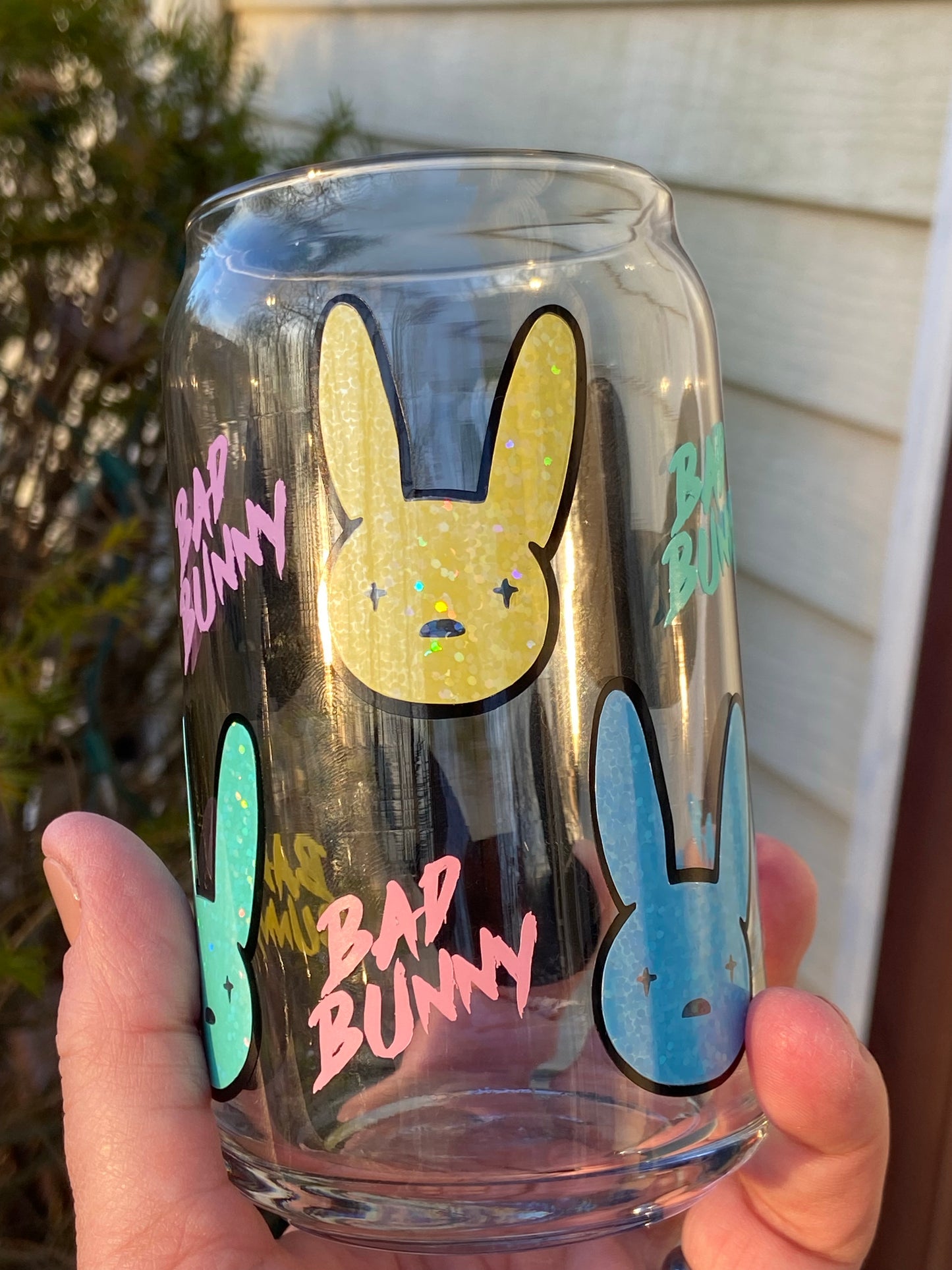 EASTER BUNNY GLASS CAN