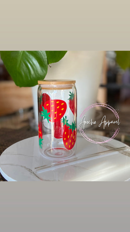 Strawberry glass can